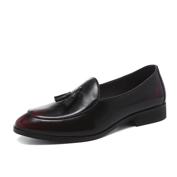 

plus size men business shoes brand men luxury tassel leather shoes red black slip on loafers peans 2020 fashion