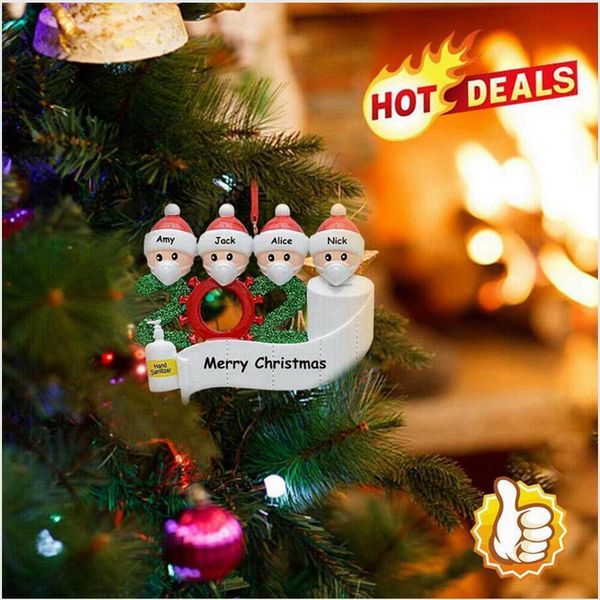 

2020 christmas tree ornament diy family of 2 3 4 5 6 7 white brown santa pendant ornament social distancin decoration sea shipping ljjp502pe