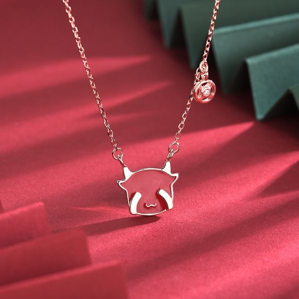 

royal cow necklace s925 silver temperature sensitive color changing pendant