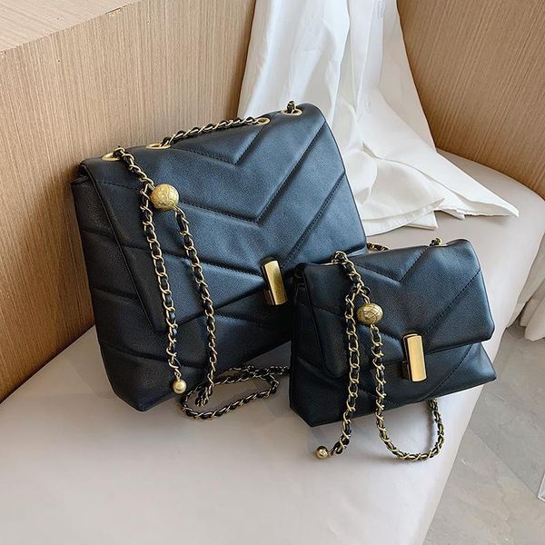 

cross body small women bags 2021 solid color shoulder bag ladys large crossbody black chain lock messenger cute tote