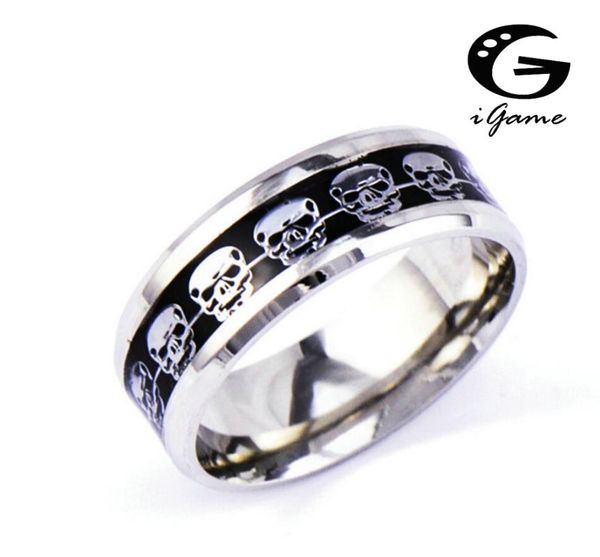 

men's fashion finger ring 4 colors option novelty cool skull design stainless steel material party ring wholesale, Golden;silver