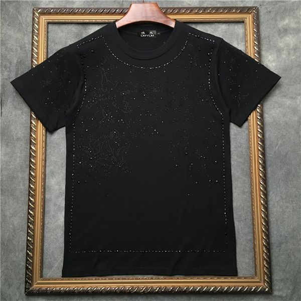 

Summer Short Sleeve T-shirt 2021 New Round Neck Cotton Bottoming Tshirt Trend Printing Clothing Men Aojb, White;black