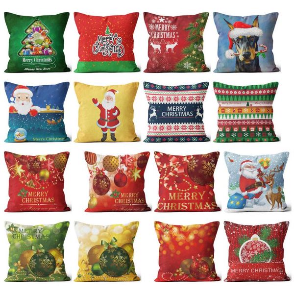 

pillow case christmas home decorations elements pillowcase santa claus pattern practical cotton and linen material