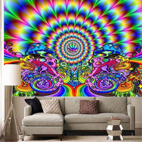 

indian meditation tapestry hanging on the wall hallucinogenic fiber
