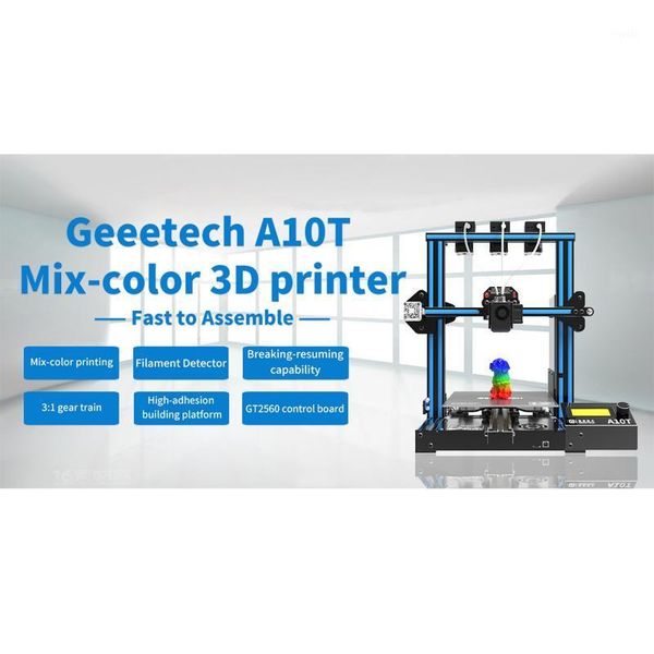 

printers geeetech a10t desk3d printer mix-color printing with gt2560 control board resume filament detection 220*220*250mm1