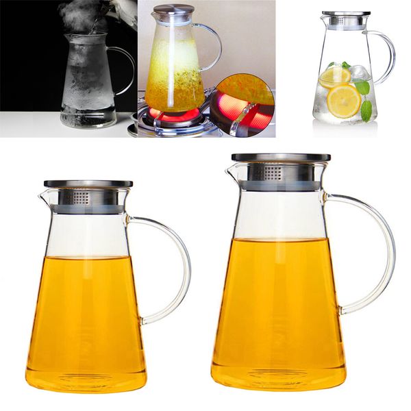 

2pcs glass pitcher with spout for / cold water tea 2.0l+1.3l pitcher