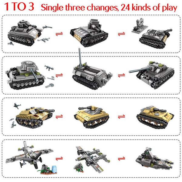 

sembo 1061pcs ww2 deformation war chariot building blocks military technic tank army soldiers figures bricks toys for boys wmtqnk