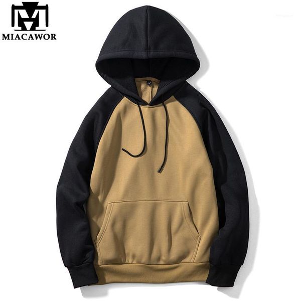 

miacawor new casual men hoodies raglan sleeve sweatshirts autumn winter pullover men hip hop streetwear us size w1511, Black