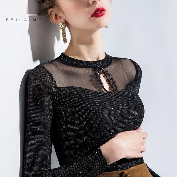 

2020 autumn new bright silk bottomed shirt women's foreign style coat, with thin mesh blouse foreign style jq0b6 jq0b, White