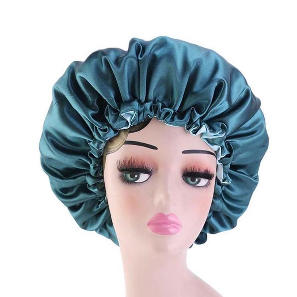 

новый обратимый сатин bonnet двойной слой регулируемый размер спать ночной кепки головы капота шляпа для вьющихся wmtfun, Bronze;silver