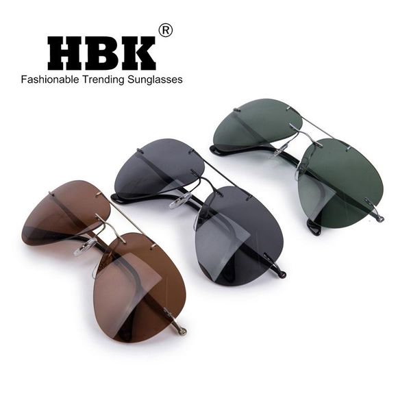 

sunglasses hbk 2021 rimless pilot polarized ultralight driving sun glasses uv400 gift pm0077, White;black