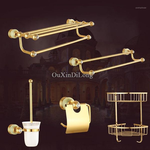 

bath accessory set luxury european brass bathroom accessories shower towel racks shelf bar soap dishes paper holder cloth hooks hardware1