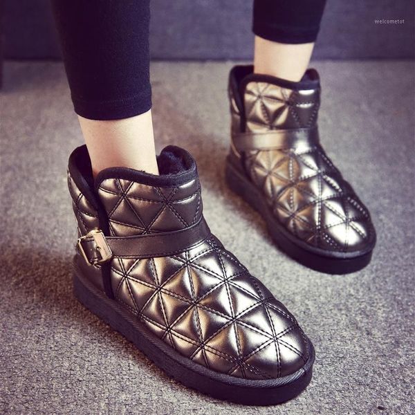 

new women snow boots 2020 winter waterproof thick warm cotton boots student thick bottom non-slip short cotton shoes 35-411, Black