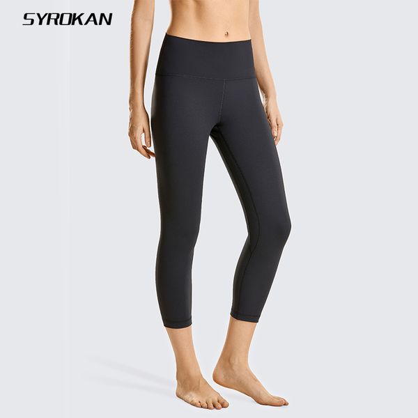 

syrokan matte brushed light fleece leggings capris leggings gym workout yoga pants 21 inches, White;red