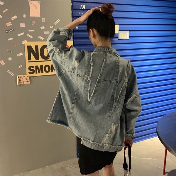 

2021 jacket denim 2021 fashion real scool old hole cool, Black;brown