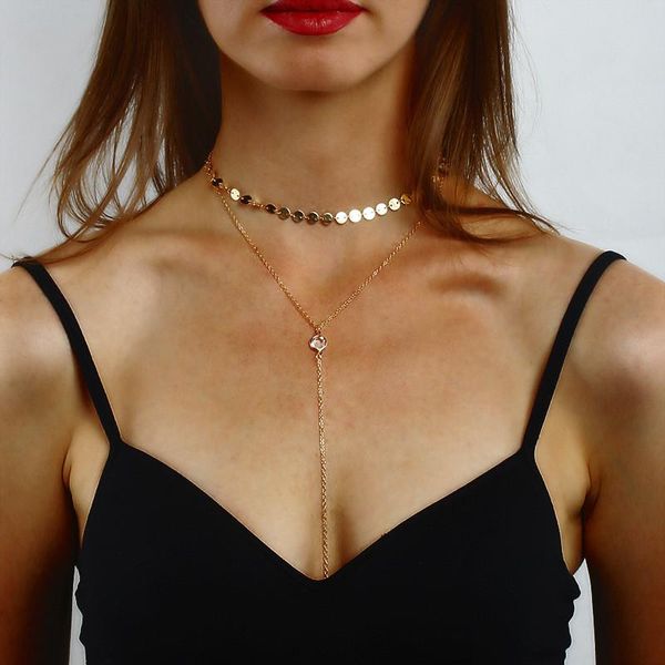 

1pc горячая продажа женщин сексуальный многослойные блестки rhinestone кристалл tasse choker ожерелье простой кисточкой цепи воротник gothic, Silver