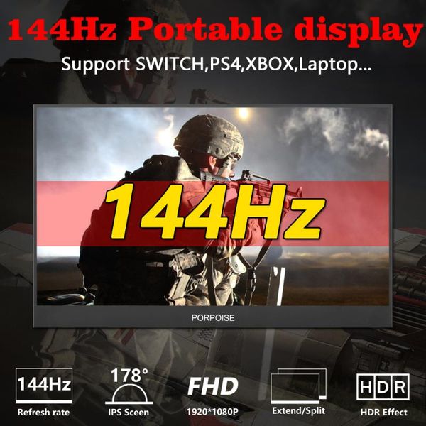 

multi-function convenient 17.3-inch 144hz ips 178Â° hdmi high-definition portable display 1080p extended monitoring screen