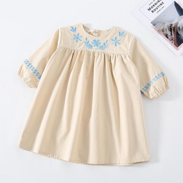 

2021 new spring girls embroidery girls party dress korean little girl pure cotton princess dress infant children alined clothing, Red;yellow