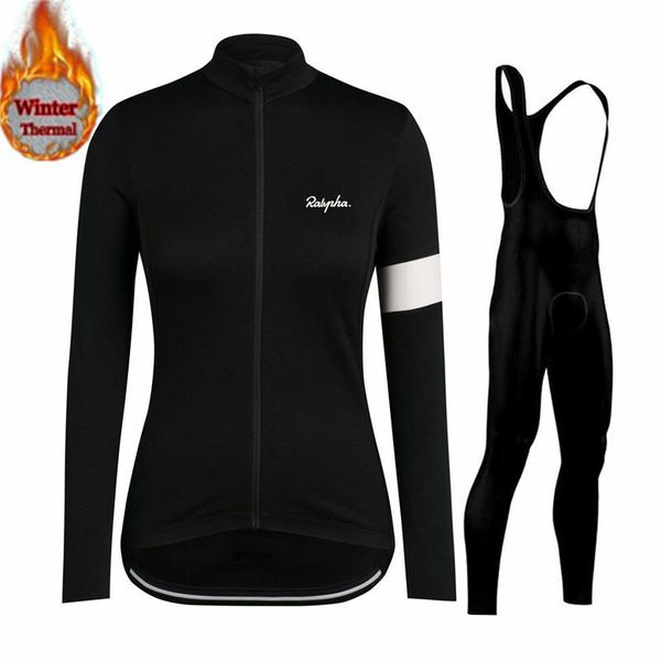 

зимняя термальная руно велоспорт одежда женщины джерси костюм raphaful спорт езда велосипед велоспорт одежда биб брюки теплый ropa ciclismo, Black;blue