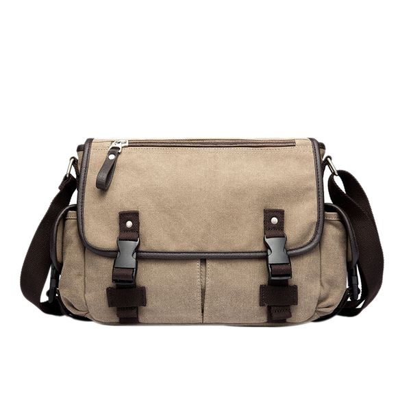 

new-canvas leather shoulder messenger men's casual bag notebook briefcase travel handbag