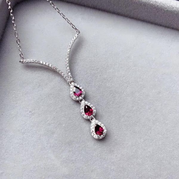 

chains colife jewelry 925 silver necklace for daily wear 3 pieces natural garnet brithday gift woman1