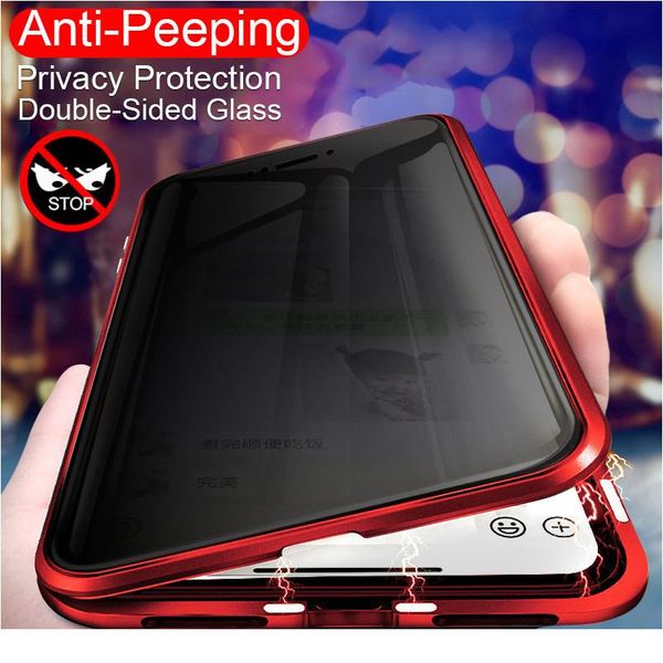

metal magnetic privacy case for iphone 11 7 8 xr samsung note10+ s20 s10 magnetic case for huawei p40 p30 bbyuwm