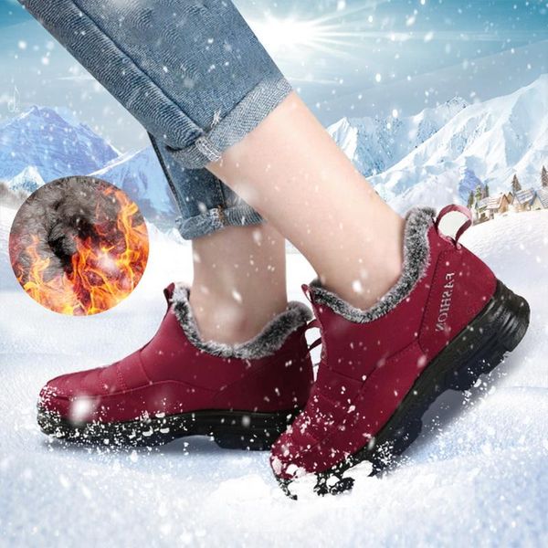 

women casual waterproof shoes flats fashion female plush snow boots comfy shoes with winter warm fur boots woman winter, Black
