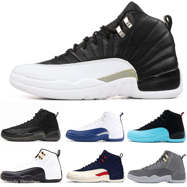 

2019 wholesale 12 12s mens basketball shoes taxi gym red the master bulls flu game gamma blue french blue men sports sneakers