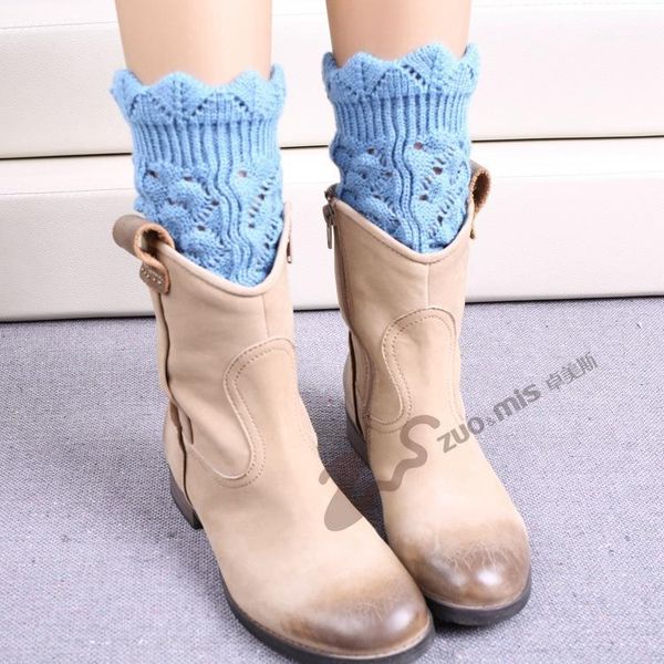 

socks & hosiery wholesale- women knit boot cuff fluffies hollow knitted with holes beenwarmers 8 colors1, Black;white