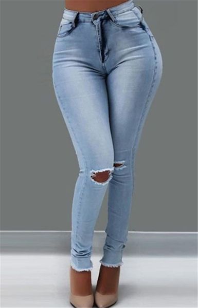 

vogue stylist womens jeans pant 2021 trendy high waist stretch ladies jean pants quaity cotton jeans for woman, Blue