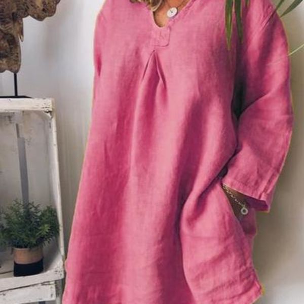 

hntnt ramie long v-neck pocket summer quarter summer ramie long v-neck pocket t-shirt sleeve sleeve quarter t-shirt 7gzsq, White