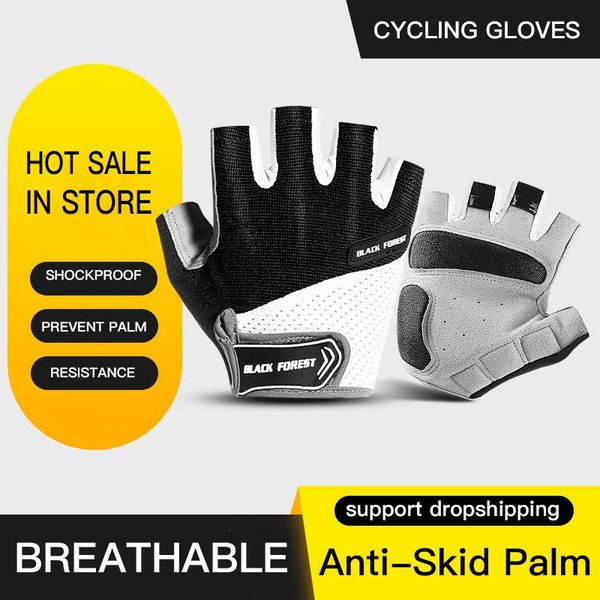 

half finger cycling gloves gel bicycle riding gloves slip for mtb road mountain bike glove shock sport bbykne alice_bag, Black