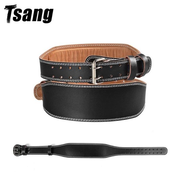 

waist support tsang weightlifting belt powerlifting sports supplies pu training fitness protection back lumbar, Black;gray