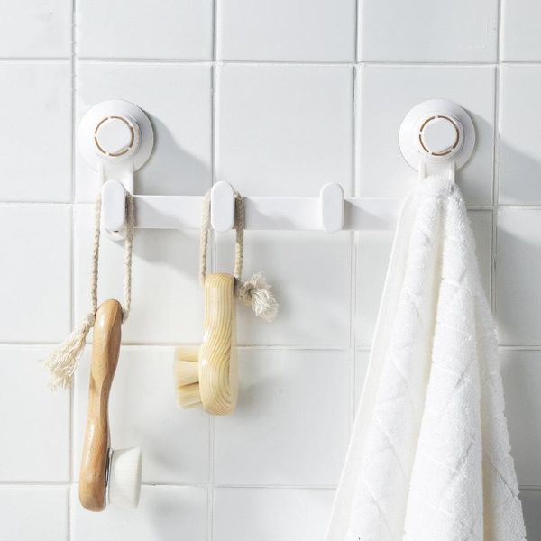 

hooks & rails wall-mounted powerful suction cup four rows of bathroom toilet kitchen seamless hole-clothes