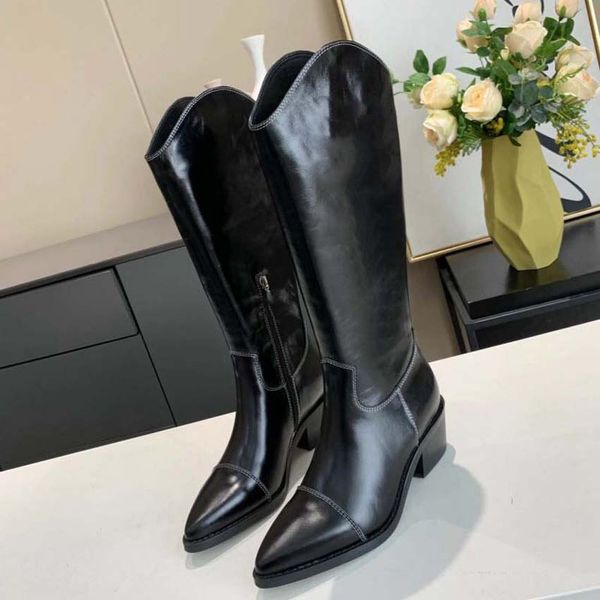 

fashion color matching round head women long boots female martin casual wild non-slip leather women's boots roman boots 03 xne350 05, Black