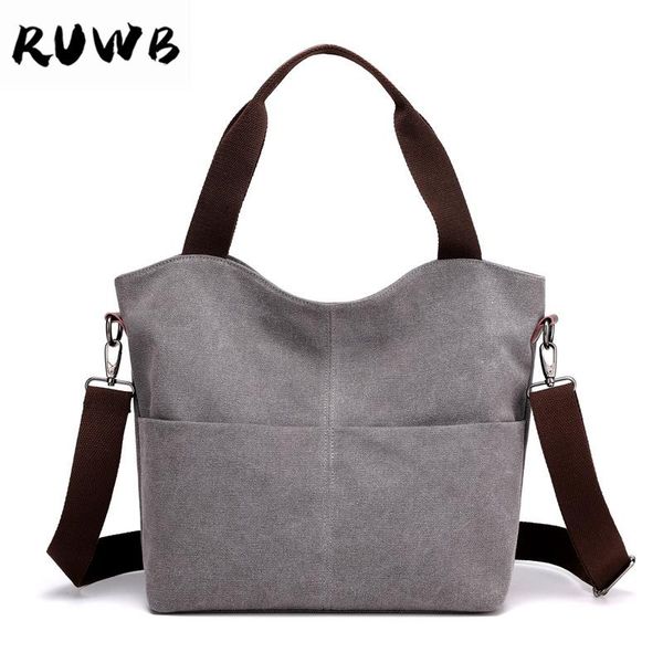 

ruwb women's canvas bag 2020 winter large capacity solid color leisure women tote bag ladies shopping messenger bags sac a main