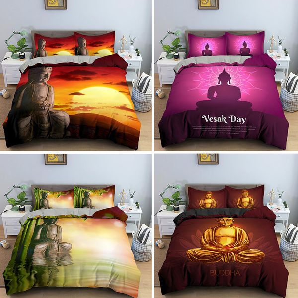 

buddha bedding set mandala quilt cover peace design bed sets bohemian buddhism duvet covers 2/3pcs queen us gb au 14 sizes duvet cover