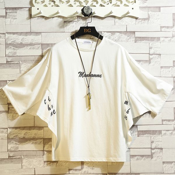 

2021 new summer short sleeves harajuku casual white t-shirt for streetwear one piece hip hop punk men's tees tshirt clothes nqio, White;black