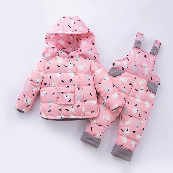 

winter children clothing set for baby girls boys kids ski suit overalls duck down coat warm snowsuits jackets+bib pants 2pcs/set, Blue;gray