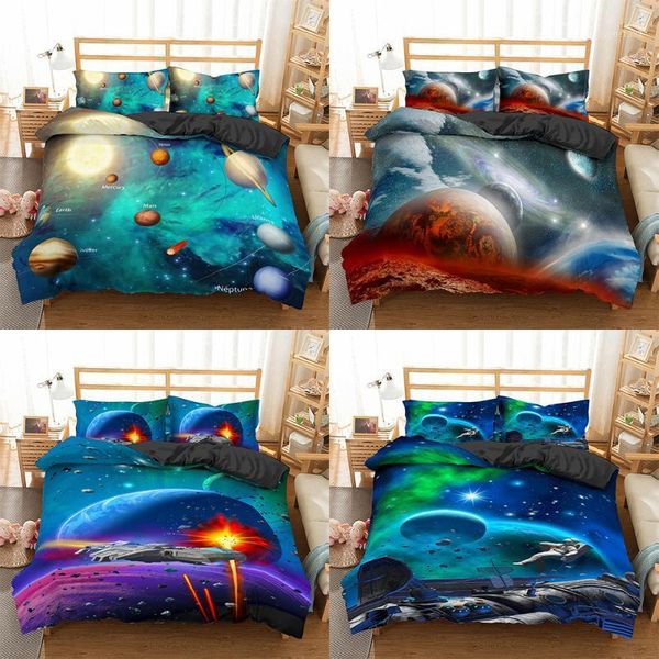 

homesky planet bedding set super king duvet cover sets 2/3pcs space single  size cotton comforter bed linens1