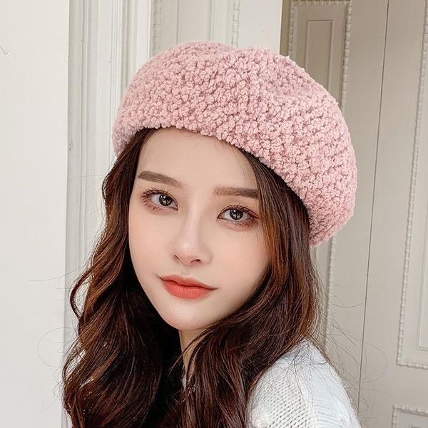 

berets sparsil autumn winter cashmere beret for women solid color outdoor warm wool hats female foldable painter literary pumpkin cap, Blue;gray