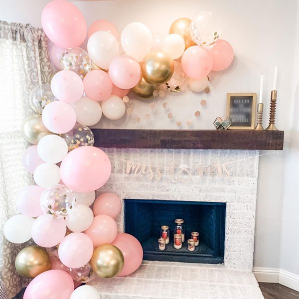 

weigao pink white balloons garland balloon arch party supplies decorations wedding decoration baby shower girl baloon stand kit 1027