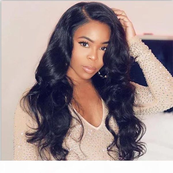 

glueless полный шнурок человеческих волос парики объемная волна необработанные virgin бразильский фронта шнурка верхнего качества 130% плотн, Black;brown