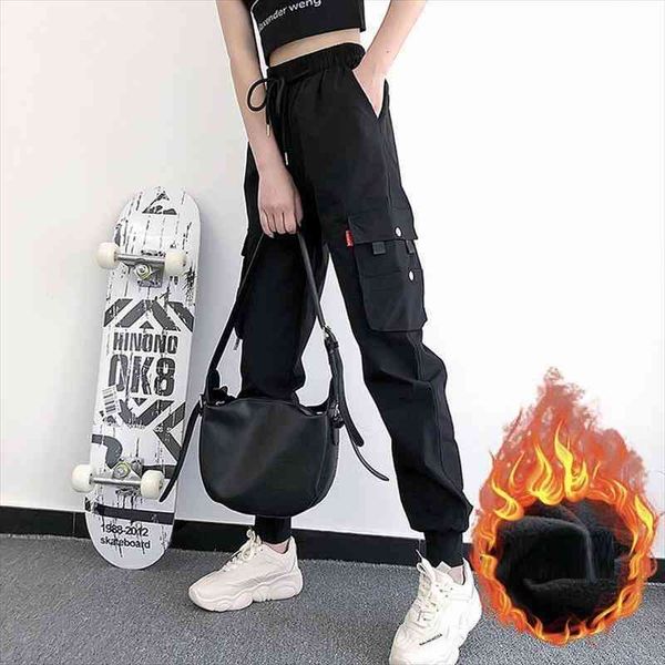 

winter outfits for women long pants thick warm loose korea cargo pants women gothic trousers mujer pantalones kobieta spodnie, Black;white