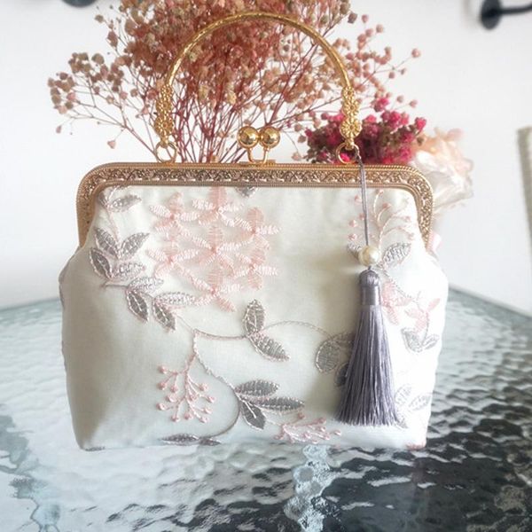 

shoulder bags purse handmade vintage fashion embroidery flowers shell fringe bag chain women crossbody tote women's handbags