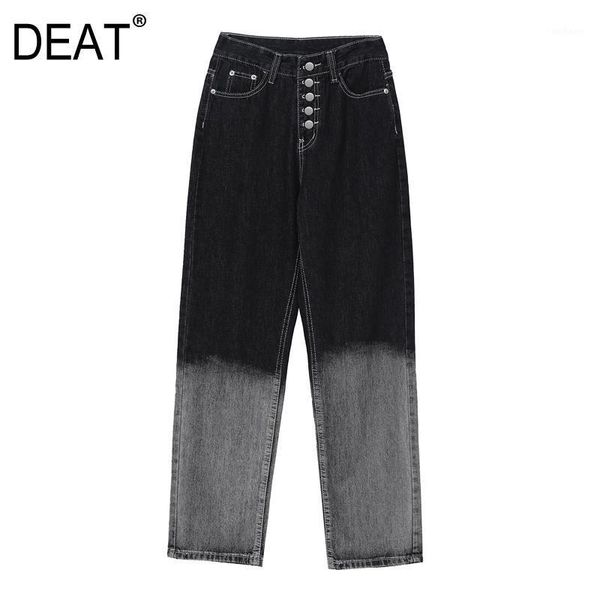 

deat] 2020 spring autumn new fashion streetwear wide leg pants loose high waist personality women jeans 13a5141, Blue