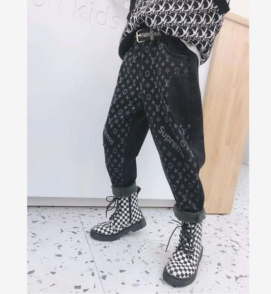 

a06 new cashmere autumn winter baby boys jeans bib baby girls children overalls jeans, Blue