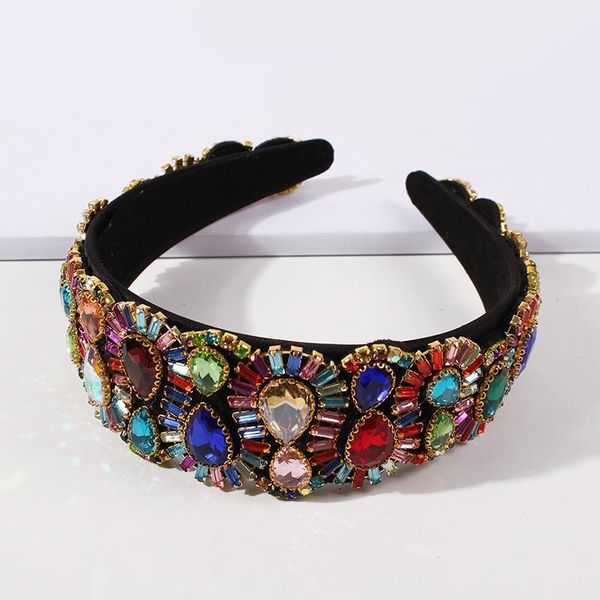 Clipes de cabelo Barrettes Vidro Geométrico Rhinestone Headband Wide Bezel Suporte Acolchoado Haop Haipbands para Mulheres Acessórios de Cocar de Luxo