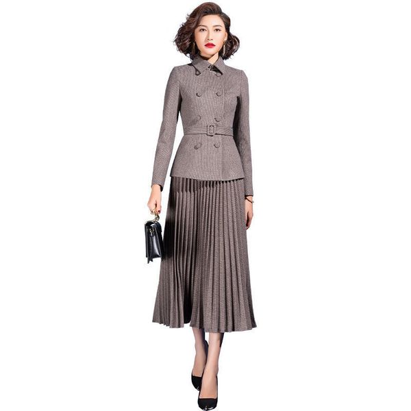 

new 2021 autumn female thin woman blazer half-length skirt with two garments y473 suit e59h q8oj, Gray