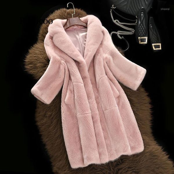

women fake coat tidy fur coat middle long hair women's clothing outerwear jacket coats new suit lapel1, Black